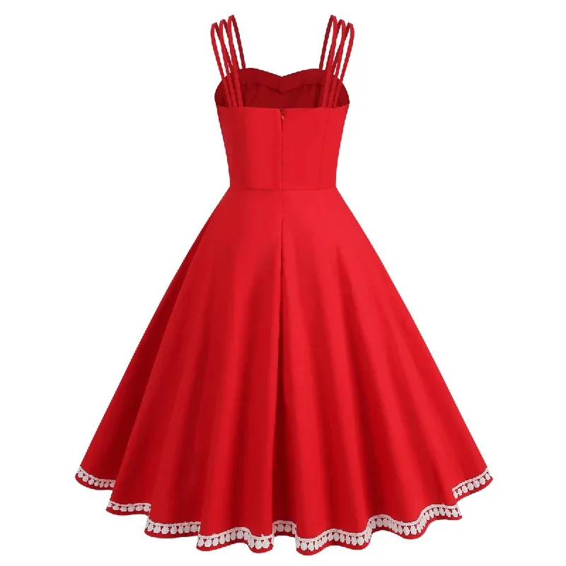 1950s-red-lace-strap-swing-dress