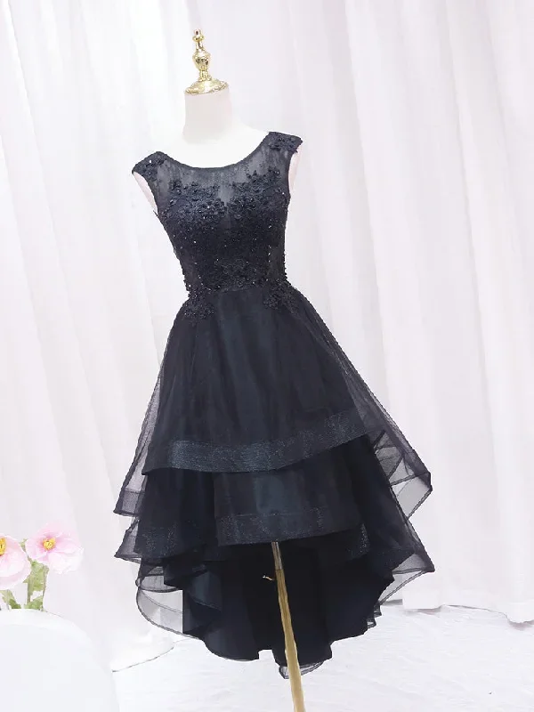 a-line-lace-tulle-black-short-prom-dress-high-low-black-homecoming-dress