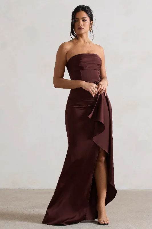 ace-chocolate-brown-satin-bandeau-split-maxi-dress-with-ruffle-drape-cl129993067