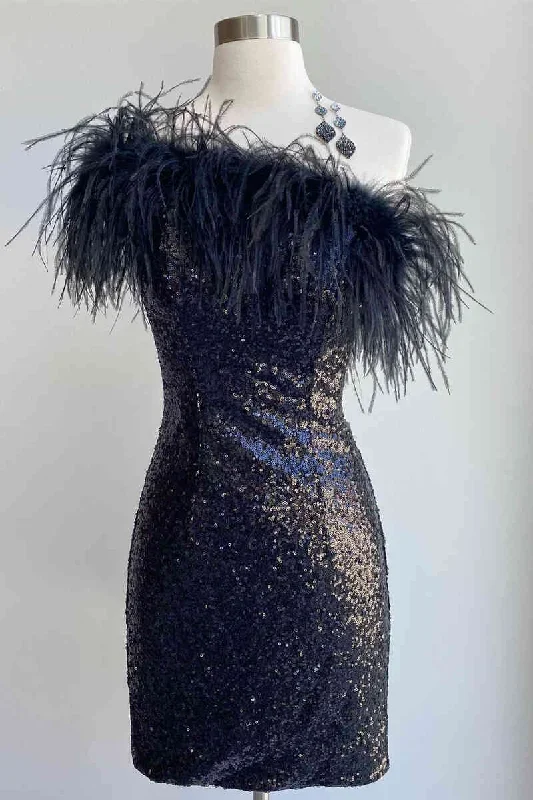 balck-sequins-one-shoulder-tight-homecoming-dress-with-feather