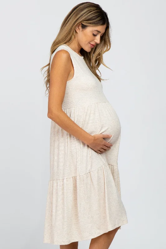 beige-ribbed-sleeveless-maternity-midi-dress