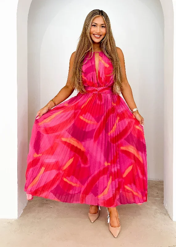 Bettino Midi Dress - Hot Pink Splash