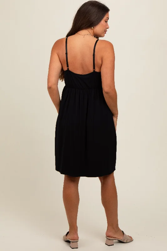 black-drop-front-maternity-nursing-dress