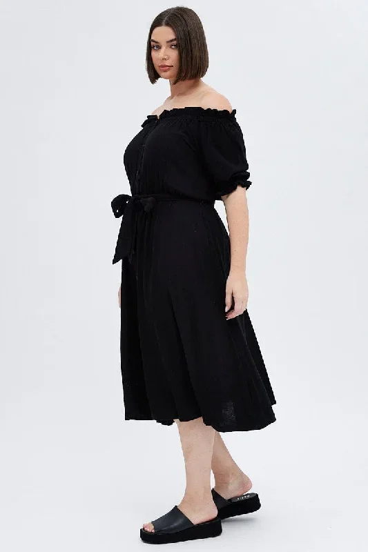 black-short-sleeve-linen-button-midi-dress-cdd1062-34ab-2