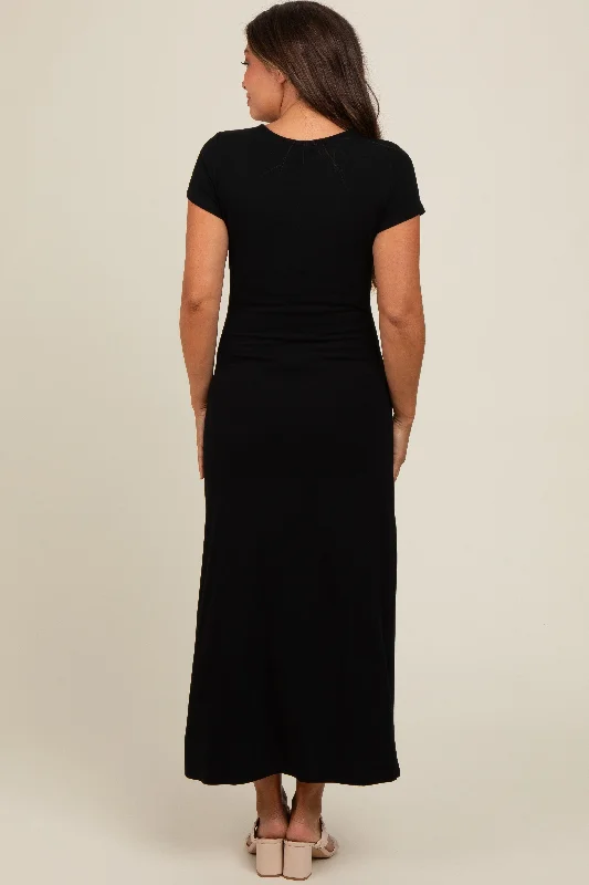 black-short-sleeve-maternity-midi-t-shirt-dress