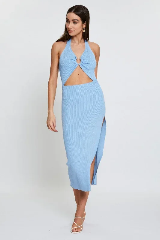 Blue Midi Dress Knit