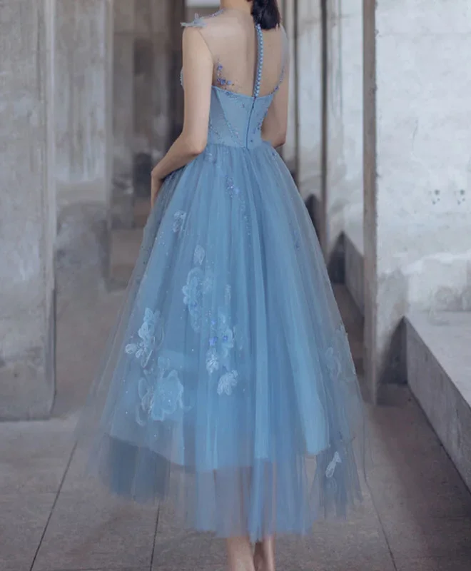 blue-tulle-short-prom-dress-blue-bridesmaid-dress