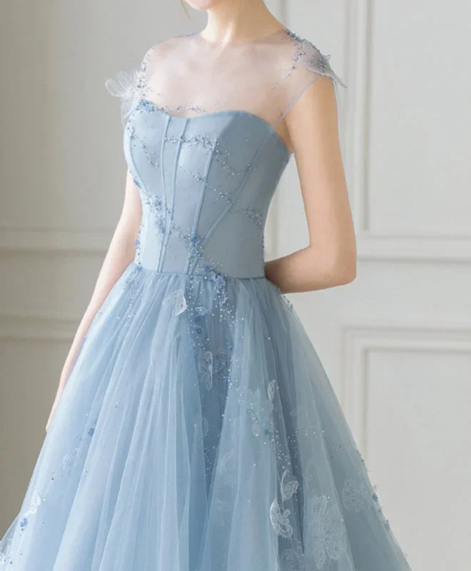 blue-tulle-short-prom-dress-blue-bridesmaid-dress