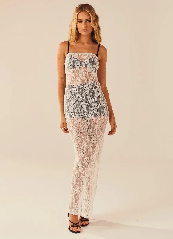 Break the Ice Lace Maxi Dress - Snow