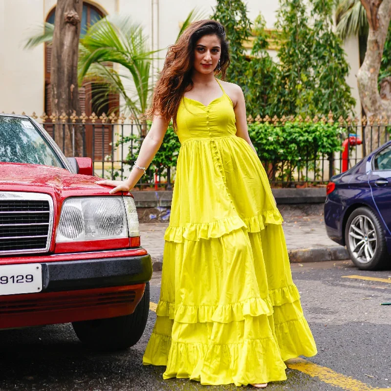 Bunaai Bright Green Maxi Dress