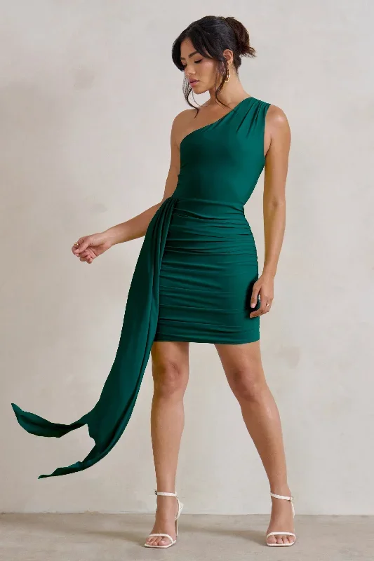 charlie-bottle-green-one-shoulder-ruched-mini-dress-with-statement-drape-cl129320047