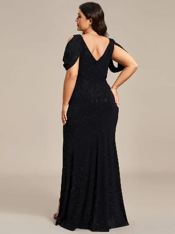 cold-shoulder-puff-sleeve-shiny-belt-backless-glitter-evening-dress-ee01889