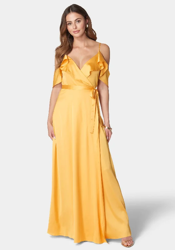 Cold Shoulder Ruffle Maxi Dress