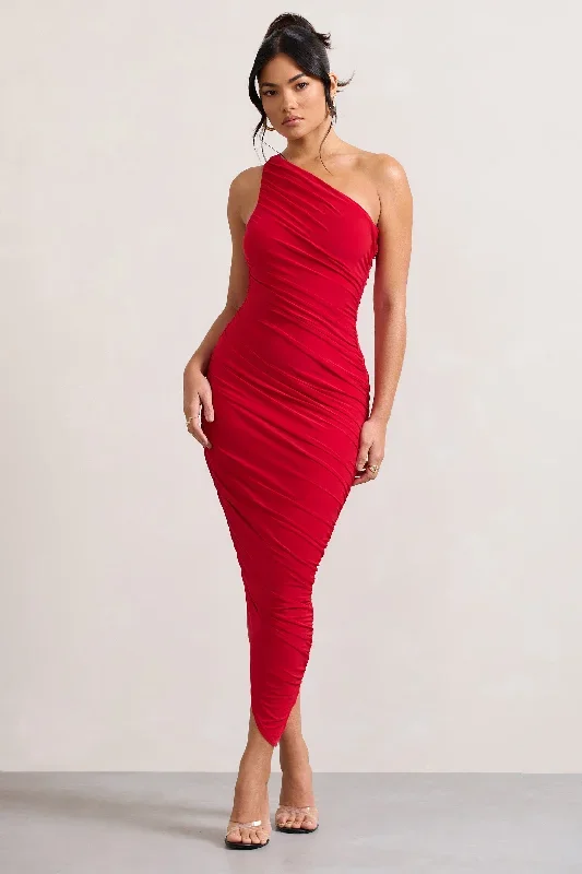 dorit-red-one-shoulder-asymmetric-ruched-midi-dress-cl129293004