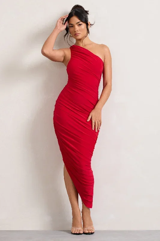 dorit-red-one-shoulder-asymmetric-ruched-midi-dress-cl129293004