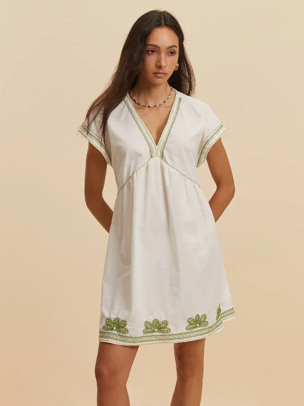 embroidery-v-neck-cap-sleeve-dress