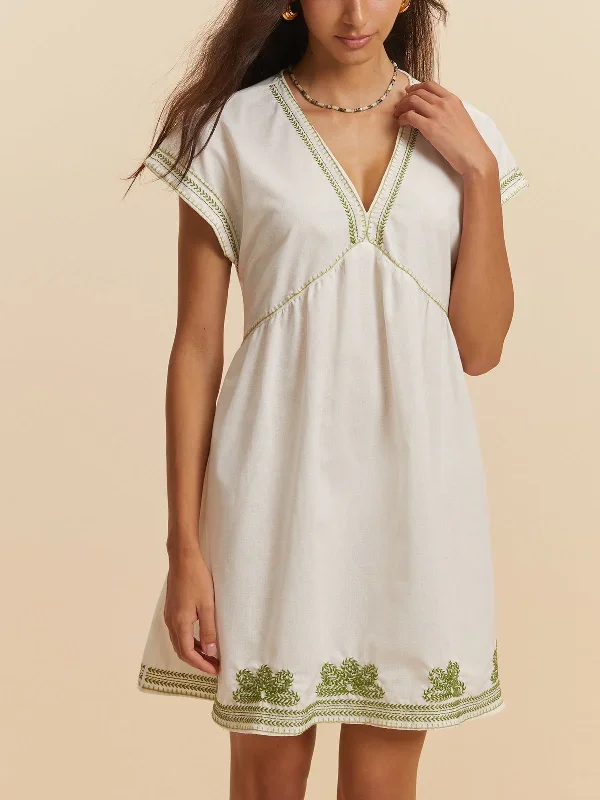 embroidery-v-neck-cap-sleeve-dress