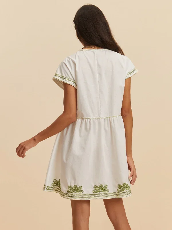 embroidery-v-neck-cap-sleeve-dress