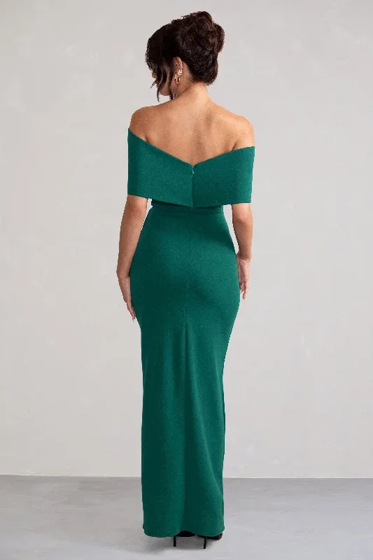 eva-teal-bardot-bow-detail-maxi-dress-with-thigh-split