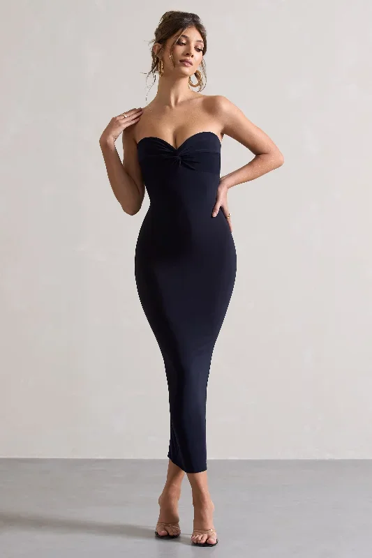 Evita | Navy Sweetheart Twist Detail Maxi Dress