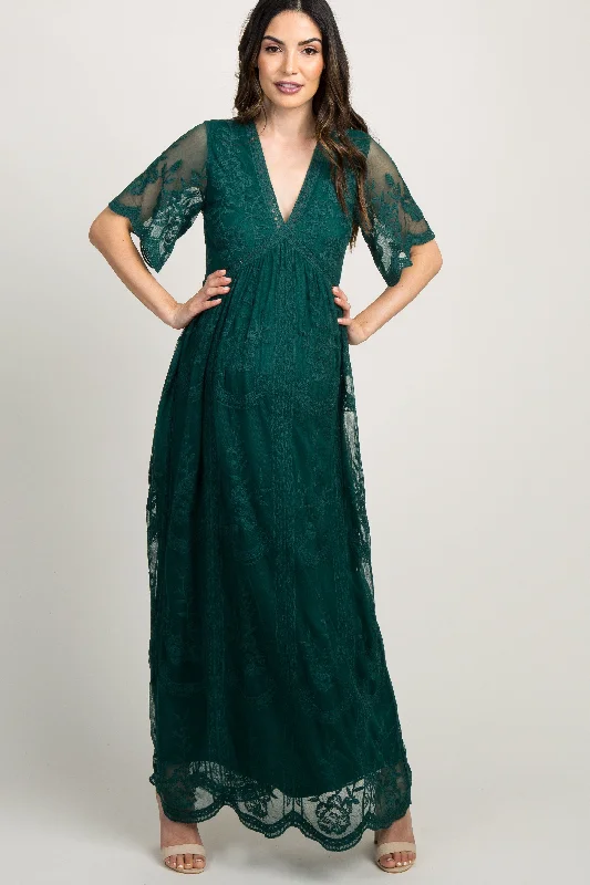 forest-green-lace-mesh-overlay-maternity-maxi-dress