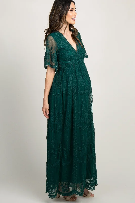 forest-green-lace-mesh-overlay-maternity-maxi-dress