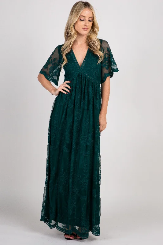 forest-green-lace-mesh-overlay-maternity-maxi-dress