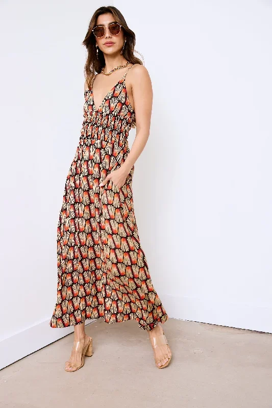 Garza Smocked Waist Printed Maxi Dress