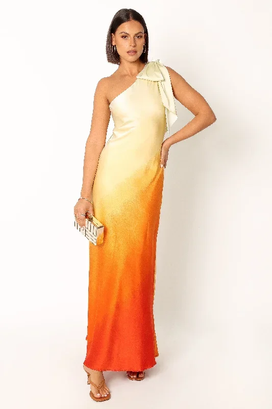 Glow One Shoulder Midi Dress - Sunset