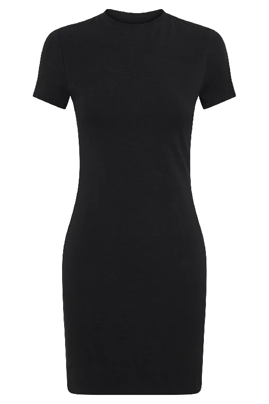 halston-short-sleeve-mini-dress-black