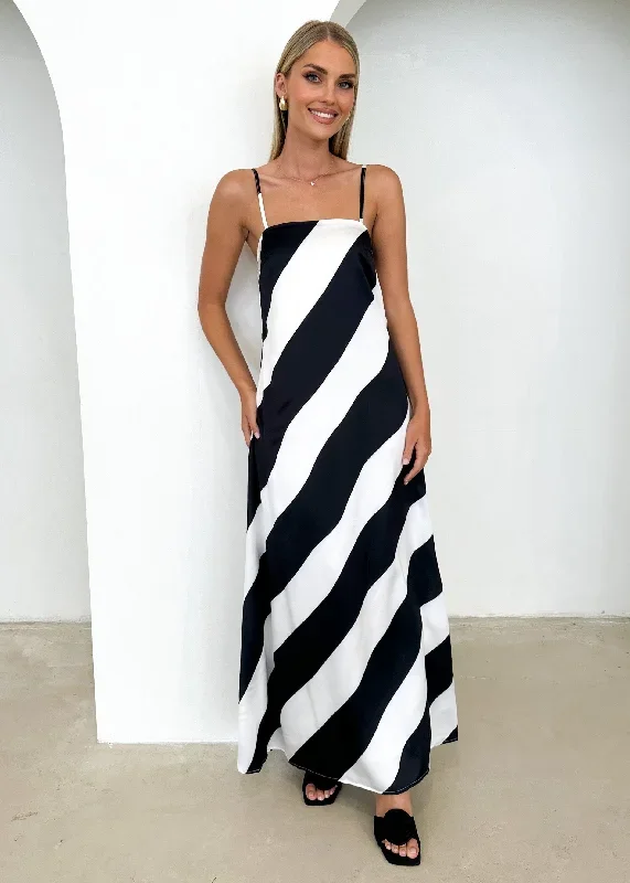 Kaela Maxi Dress - Black Stripe