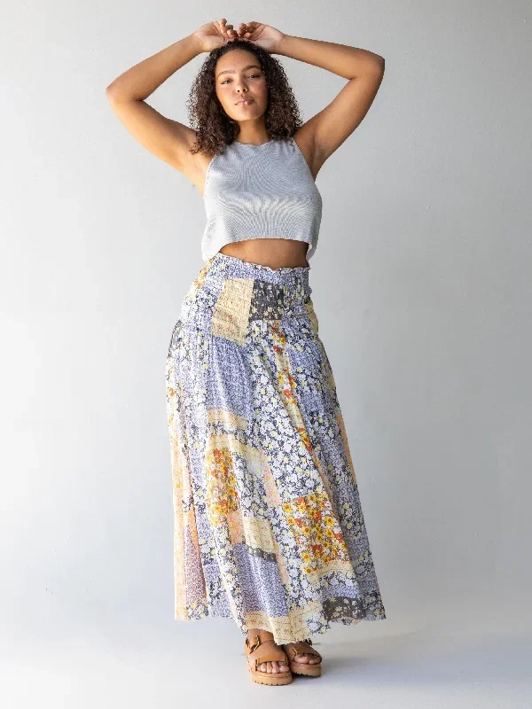 Laurel Convertible Skirt - Blue Patchwork