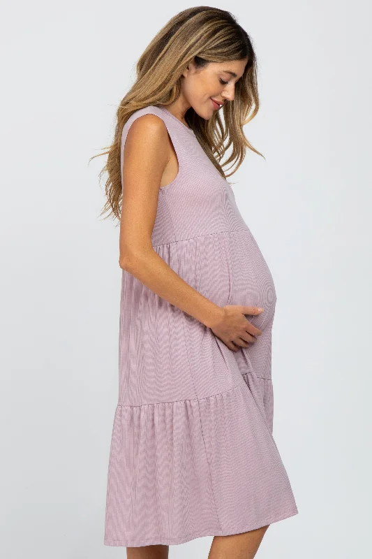 lavender-ribbed-sleeveless-maternity-midi-dress