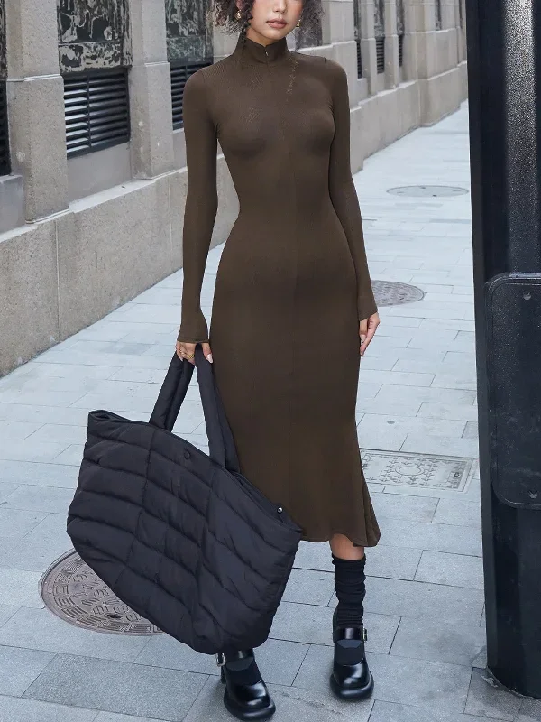 leisure-mockneck-long-sleeve-midi-dress