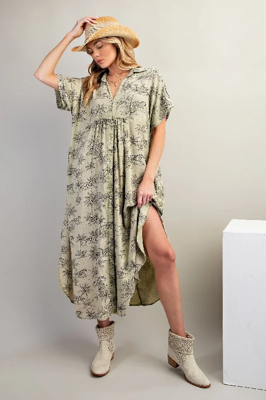 light-olive-tiger-print-button-front-rounded-hem-maternity-midi-dress