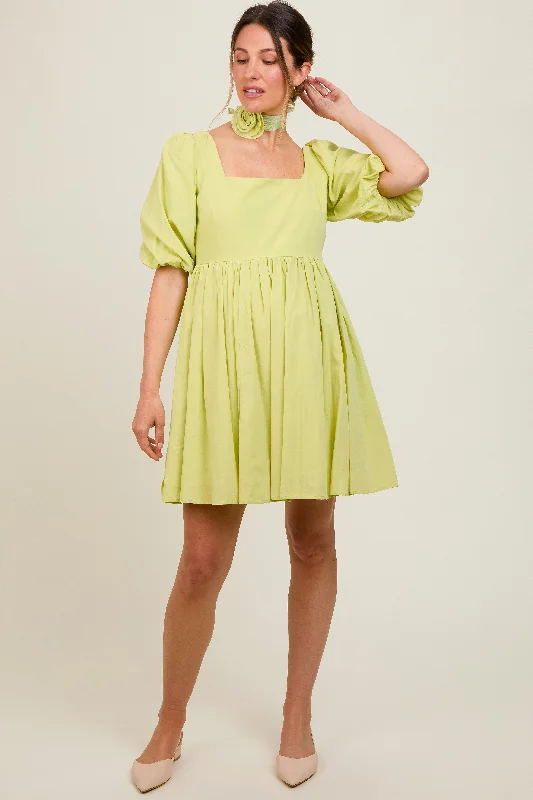 Lime Babydoll Maternity Mini Dress