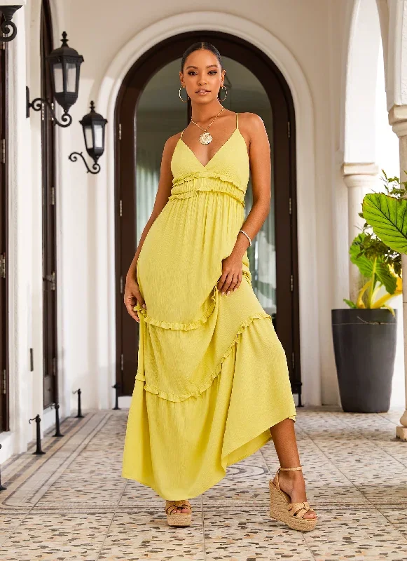 Sleeveless Tiered Empire Waist Maxi Dress