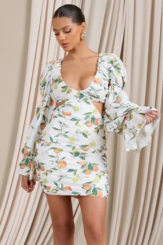 limoncello-lemon-print-ruched-cut-out-mini-dress-with-puff-sleeves-cl129411145