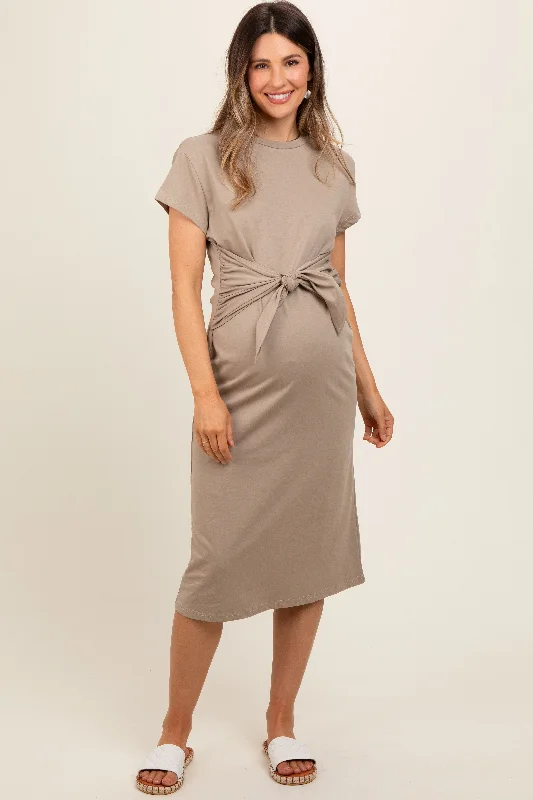 mocha-tie-front-round-neck-knit-maternity-midi-dress