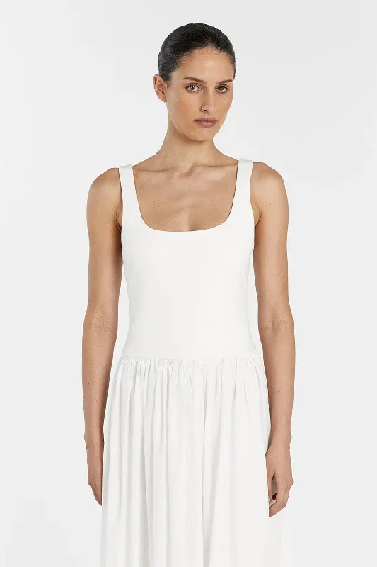 mon-white-scoop-neck-midi-dress