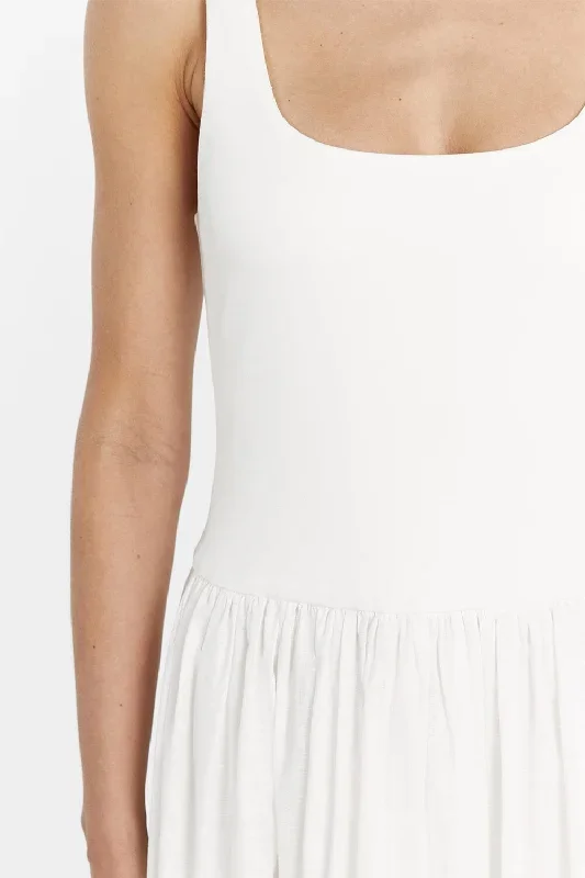 mon-white-scoop-neck-midi-dress