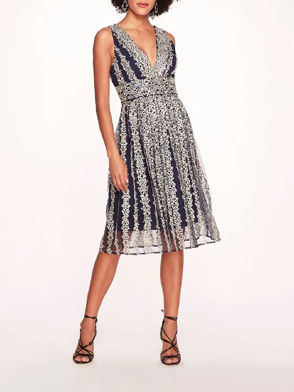 Metallic Filigree Cocktail Dress