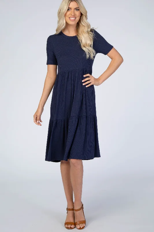 navy-blue-ribbed-tiered-maternity-dress