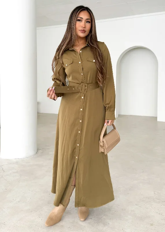 Nialla Midi Dress - Olive