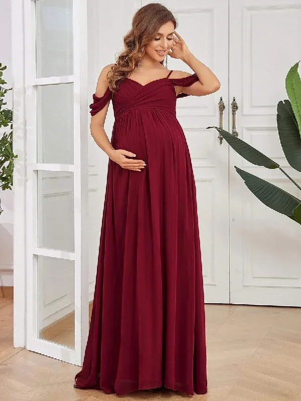 off-shoulder-spaghetti-strap-a-line-maternity-dress-ey20809