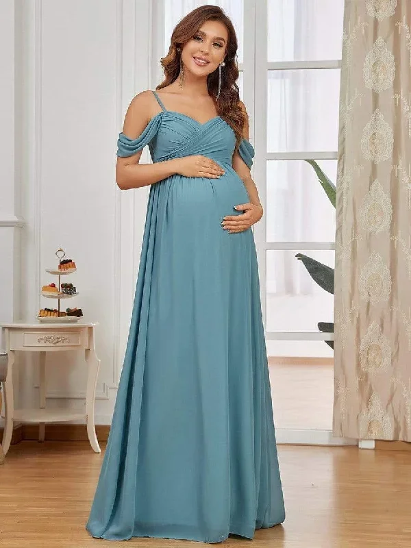 off-shoulder-spaghetti-strap-a-line-maternity-dress-ey20809