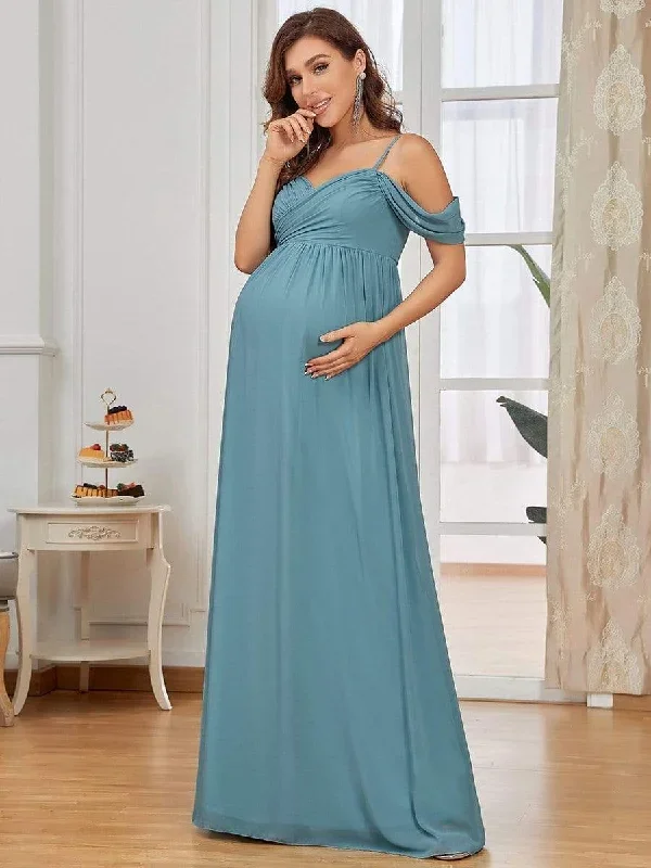 off-shoulder-spaghetti-strap-a-line-maternity-dress-ey20809