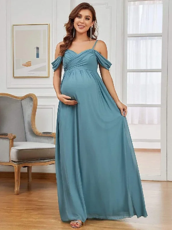 off-shoulder-spaghetti-strap-a-line-maternity-dress-ey20809