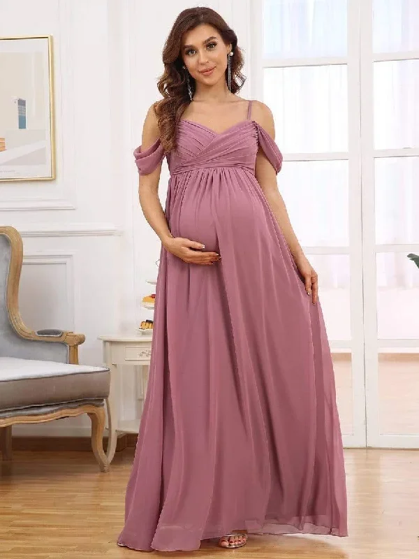 off-shoulder-spaghetti-strap-a-line-maternity-dress-ey20809