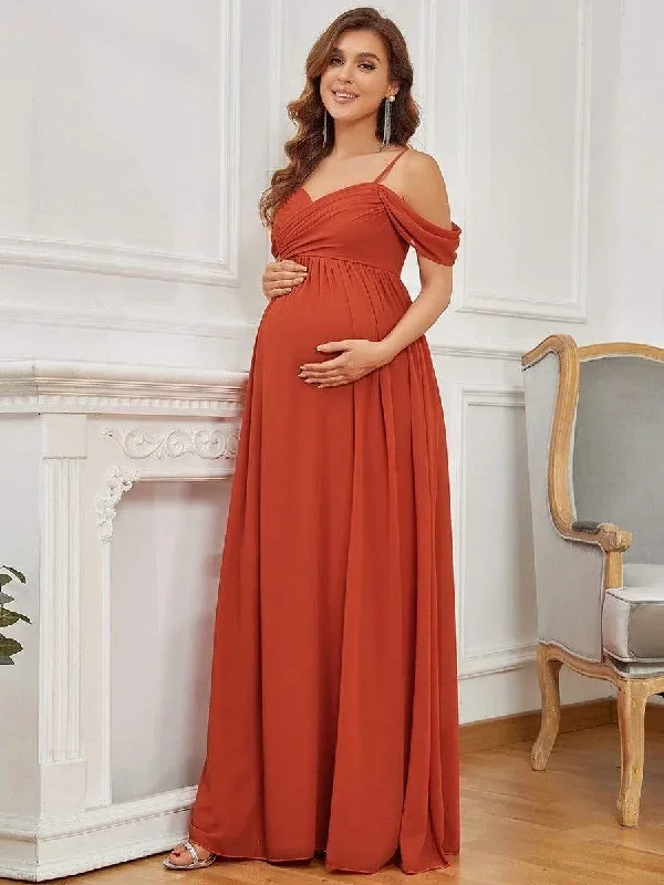 off-shoulder-spaghetti-strap-a-line-maternity-dress-ey20809